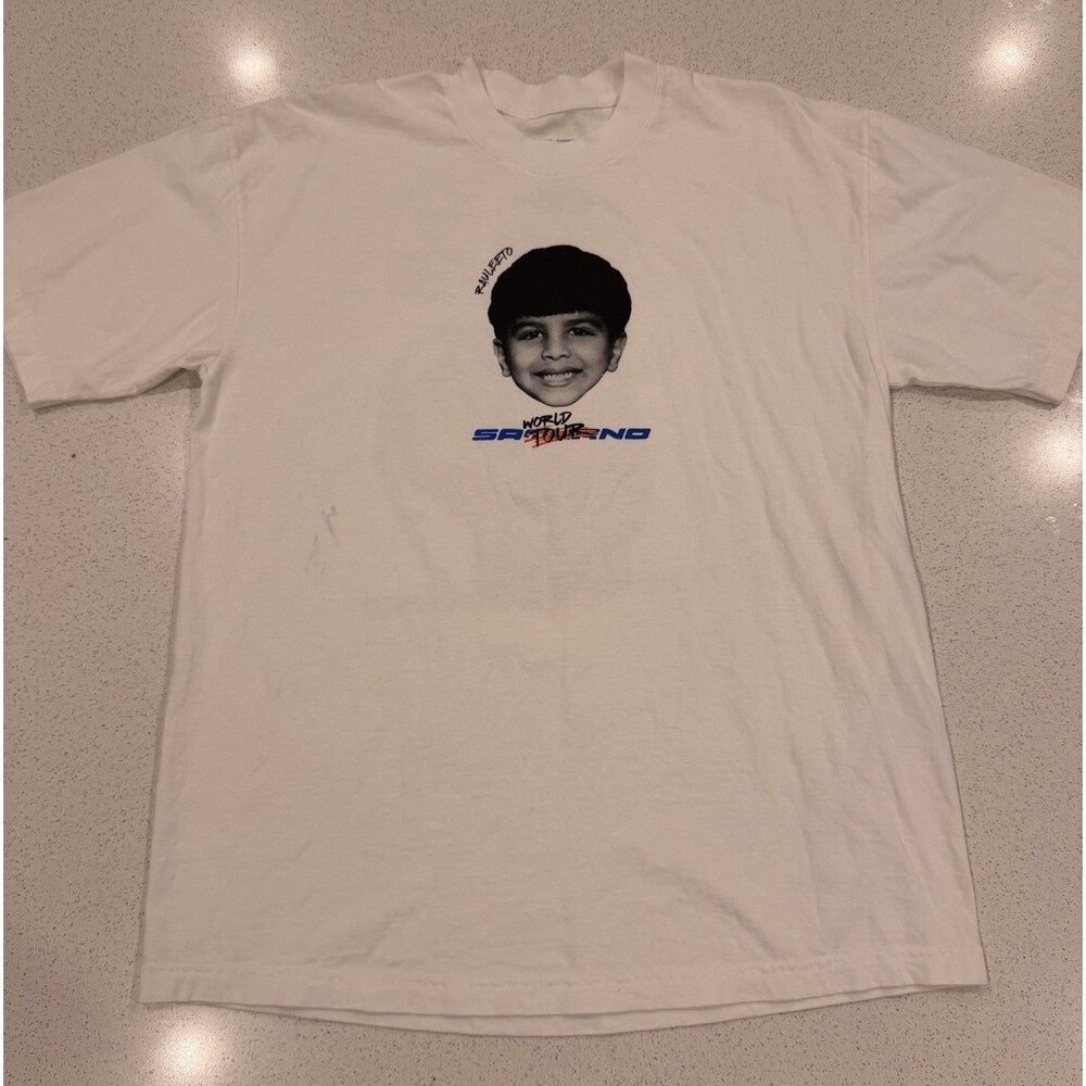 Rauw Alejandro Shirt Mens L White Baby Rauleeto Saturno World Tour Tee Music